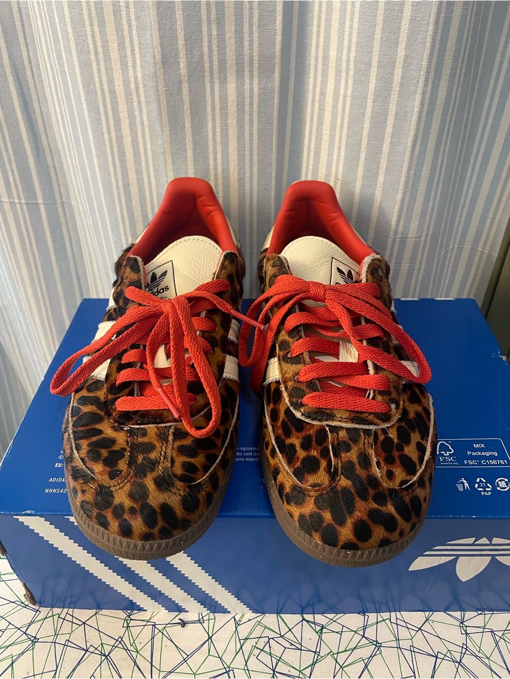Adidas OG Samba Red Leopard Sneakers with Red Laces and Red Collar